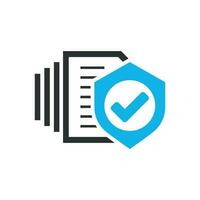 Insurance policy icon in flat style. Report vector illustration on white isolated background. Document business concept.