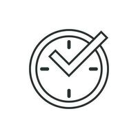 Real time icon in flat style. Clock vector illustration on white isolated background. Watch business concept.