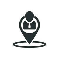 Placement icon in flat style. People pin vector illustration on white isolated background. Navigation business concept.