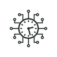 Real time icon in flat style. Clock vector illustration on white isolated background. Watch business concept.