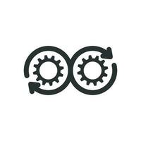 Development icon in flat style. Devops vector illustration on white isolated background. Cog with arrow business concept.