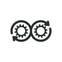 Development icon in flat style. Devops vector illustration on white isolated background. Cog with arrow business concept.