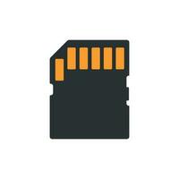 Micro SD card icon in flat style. Memory chip vector illustration on white isolated background. Storage adapter business concept.