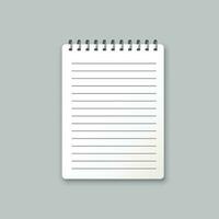 Blank mock up notepad icon in flat style. Notebook with lined vector illustration on white isolated background. Diary paper page template business concept.