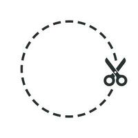 Coupon cut lines icon in flat style. Scissors snip vector illustration on white isolated background. Sale sticker business concept.