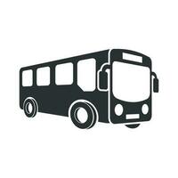 School bus icon in flat style. Autobus vector illustration on white isolated background. Coach transport business concept.