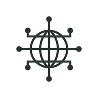 Global network icon in flat style. Cyber world vector illustration on white isolated background. Earth business concept.