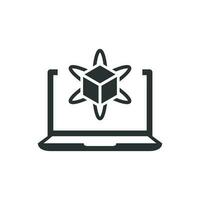 Computer simulation icon in flat style. Vr device vector illustration on white isolated background. Technology business concept.