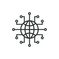 Global network icon in flat style. Cyber world vector illustration on white isolated background. Earth business concept.