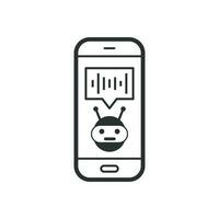 Voice assistant on smartphone icon in flat style. Sound record vector illustration on white isolated background. Chat recognition business concept.