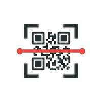 Qr code scan icon in flat style. Scanner id vector illustration on white isolated background. Barcode business concept.