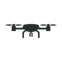 Drone quadrocopter icon in flat style. Quadcopter camera vector illustration on white isolated background. Helicopter flight business concept.