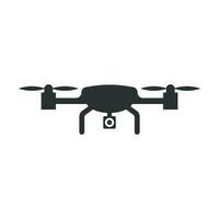 Drone quadrocopter icon in flat style. Quadcopter camera vector illustration on white isolated background. Helicopter flight business concept.