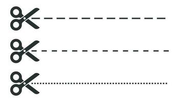cortar líneas icono en plano estilo. tijeras recorte vector ilustración en blanco aislado antecedentes.