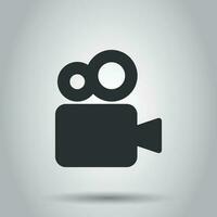 Video camera icon in flat style. Movie play vector illustration on white background. Video streaming business concept.