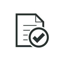 Compliance document icon in flat style. Approved process vector illustration on white isolated background. Checkmark business concept.