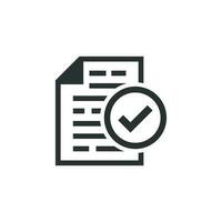 Compliance document icon in flat style. Approved process vector illustration on white isolated background. Checkmark business concept.