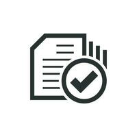 Compliance document icon in flat style. Approved process vector illustration on white isolated background. Checkmark business concept.