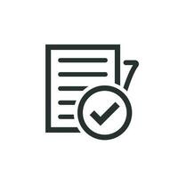 Compliance document icon in flat style. Approved process vector illustration on white isolated background. Checkmark business concept.