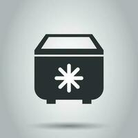 Portable fridge refrigerator icon in flat style. Freezer bag container vector illustration on white background. Fridge business concept.