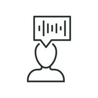 Voice recognition icon in flat style. Authentication sound vector illustration on white isolated background. Soundwave business concept.