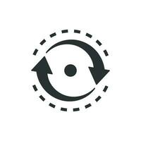 Oval with arrows icon in flat style. Consistency repeat vector illustration on white isolated background. Reload rotation business concept.