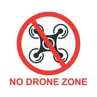 No zumbido zona firmar icono en plano estilo. quadrocopter prohibición vector ilustración en blanco aislado antecedentes. helicóptero prohibido vuelo negocio concepto.