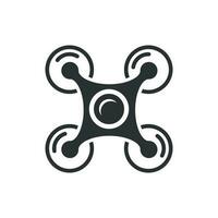 Drone quadrocopter icon in flat style. Quadcopter camera vector illustration on white isolated background. Helicopter flight business concept.