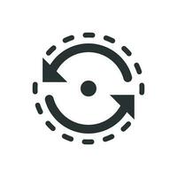 Oval with arrows icon in flat style. Consistency repeat vector illustration on white isolated background. Reload rotation business concept.