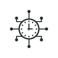 Real time icon in flat style. Clock vector illustration on white isolated background. Watch business concept.