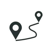 Distance pin icon in flat style. Gps navigation vector illustration on white isolated background. Communication travel business concept.