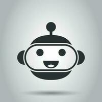 Cute robot chatbot icon in flat style. Bot operator vector illustration on white background. Smart chatbot character business concept.