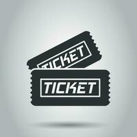 Cinema ticket icon in flat style. Admit one coupon entrance vector illustration on white background. Ticket business concept.