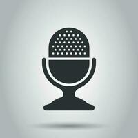 Microphone icon in flat style. Mic broadcast vector illustration on white background. Mike speech business concept.