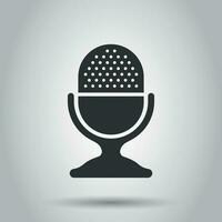 Microphone icon in flat style. Mic broadcast vector illustration on white background. Mike speech business concept.