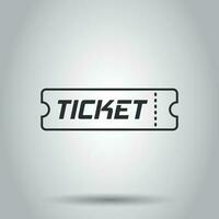 Cinema ticket icon in flat style. Admit one coupon entrance vector illustration on white background. Ticket business concept.