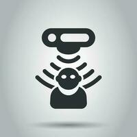 Motion sensor icon in flat style. Sensor waves with man vector illustration on white background. People security connection business concept.