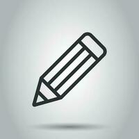 Pencil with rubber eraser icon in flat style. Highlighter vector illustration on white background. Business concept.