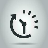 Clock countdown icon in flat style. Time chronometer vector illustration on white background. Clock business concept.