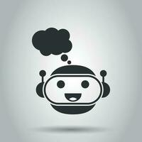 Cute robot chatbot icon in flat style. Bot operator vector illustration on white background. Smart chatbot character business concept.