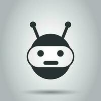 Cute robot chatbot icon in flat style. Bot operator vector illustration on white background. Smart chatbot character business concept.