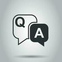 Question and answer icon in flat style. Discussion speech bubble vector illustration on white background. Question, answer business concept.