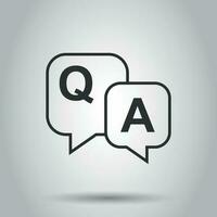 Question and answer icon in flat style. Discussion speech bubble vector illustration on white background. Question, answer business concept.