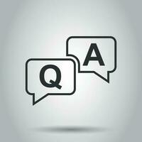 Question and answer icon in flat style. Discussion speech bubble vector illustration on white background. Question, answer business concept.