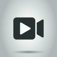 Video camera icon in flat style. Movie play vector illustration on white background. Video streaming business concept.