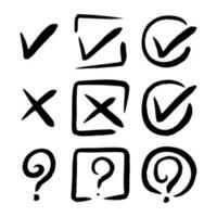 Tick and cross  signs. Checkmark OK and X icons. vector