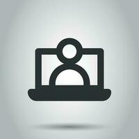 Online training process icon in flat style. Webinar seminar vector illustration on white background. E-learning business concept.