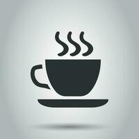 Coffee, tea cup icon in flat style. Coffee mug vector illustration on white background. Drink business concept.