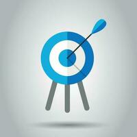 Target aim vector icon in flat style. Darts game illustration on white background. Dartboard sport target concept.