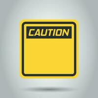 Warning, caution sign icon in flat style. Danger alarm vector illustration on white background. Alert risk business concept.